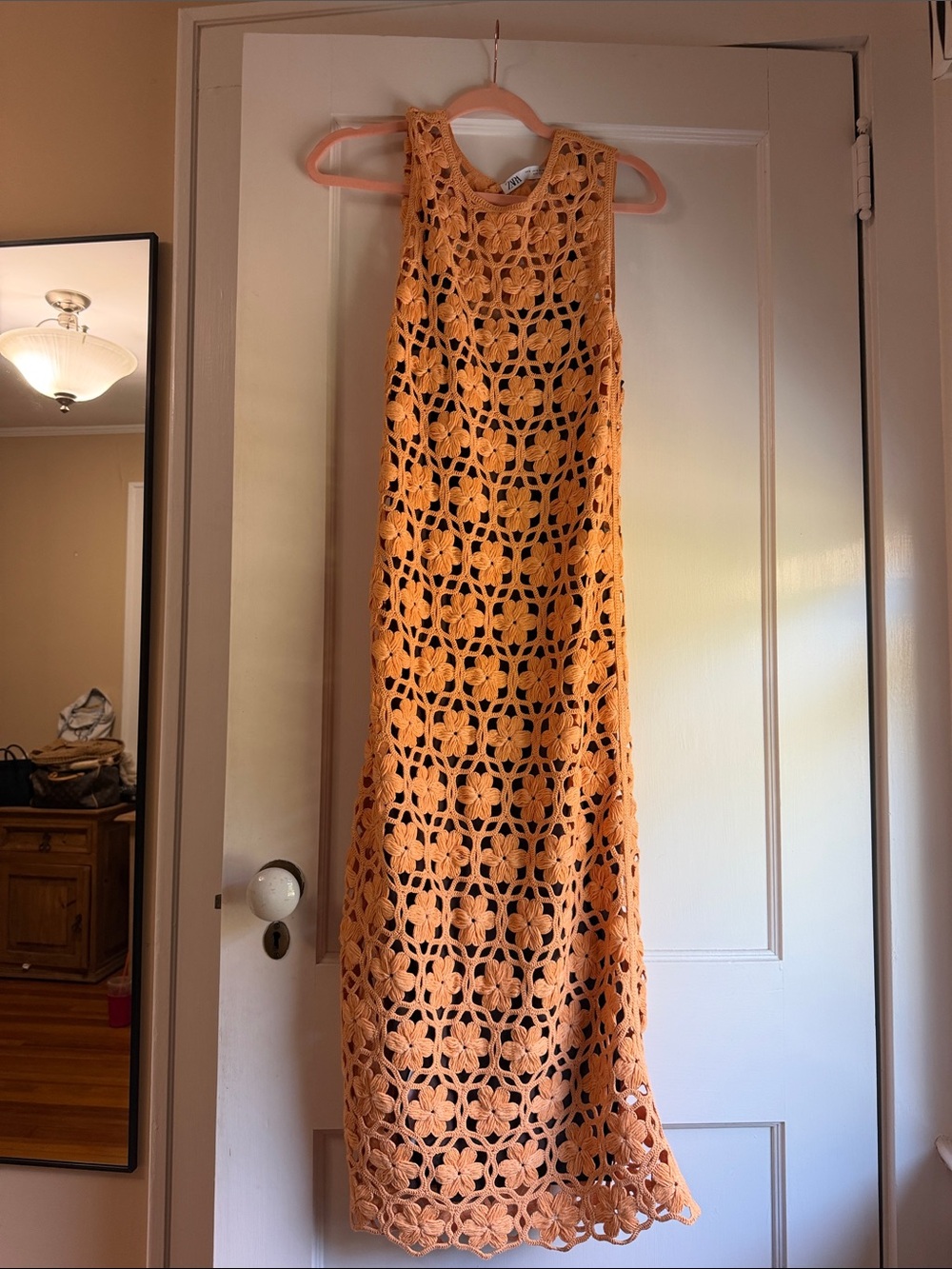 Zara Orange Crochet Floral Madi Dress